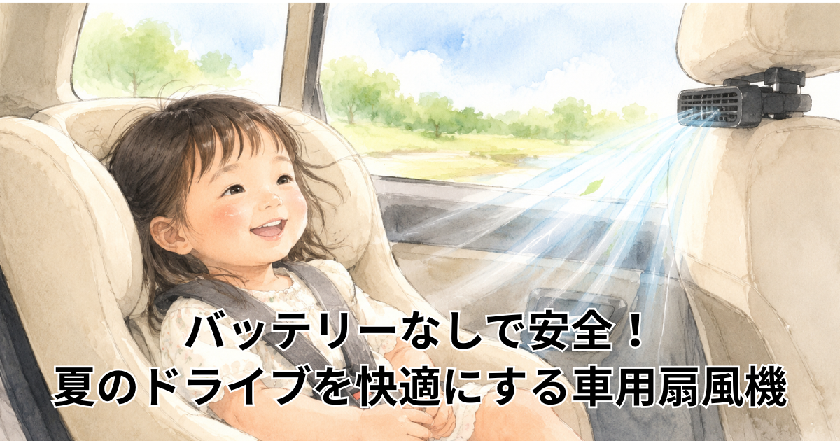 バッテリーなしで安全！ 夏のドライブを快適にする車用扇風機