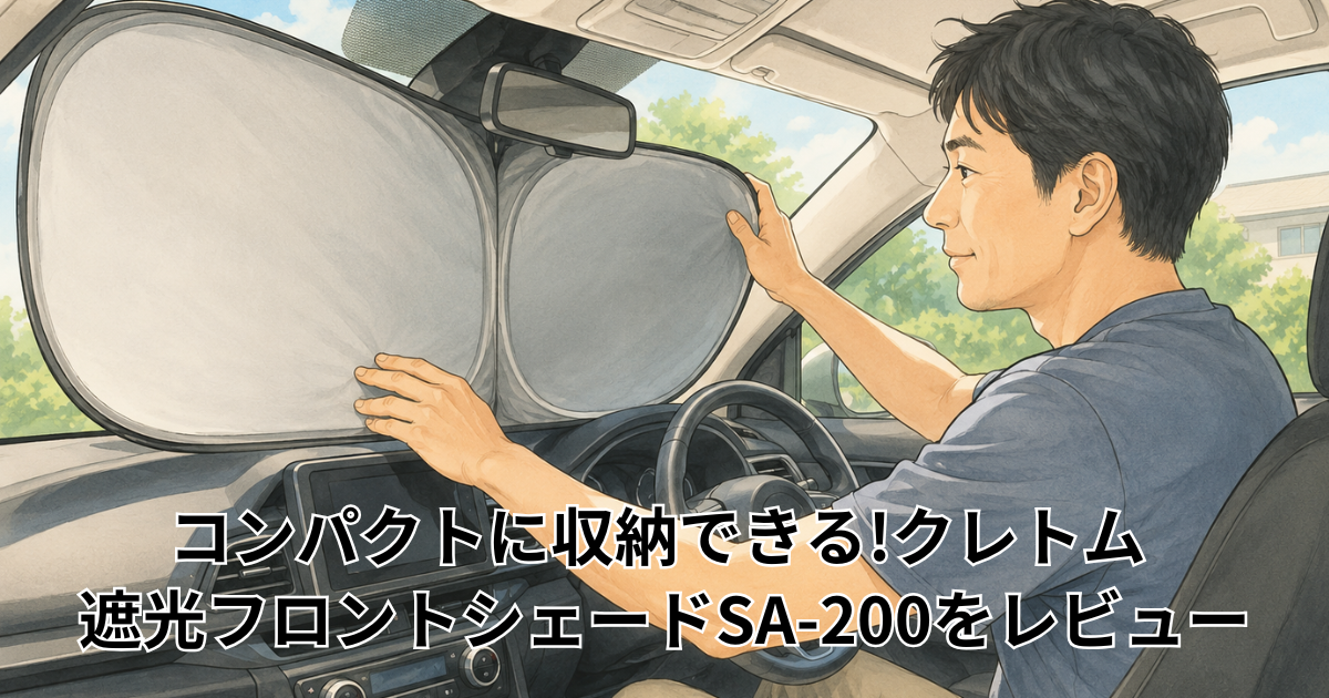 コンパクトに収納できる!クレトム 遮光フロントシェードSA-200をレビュー